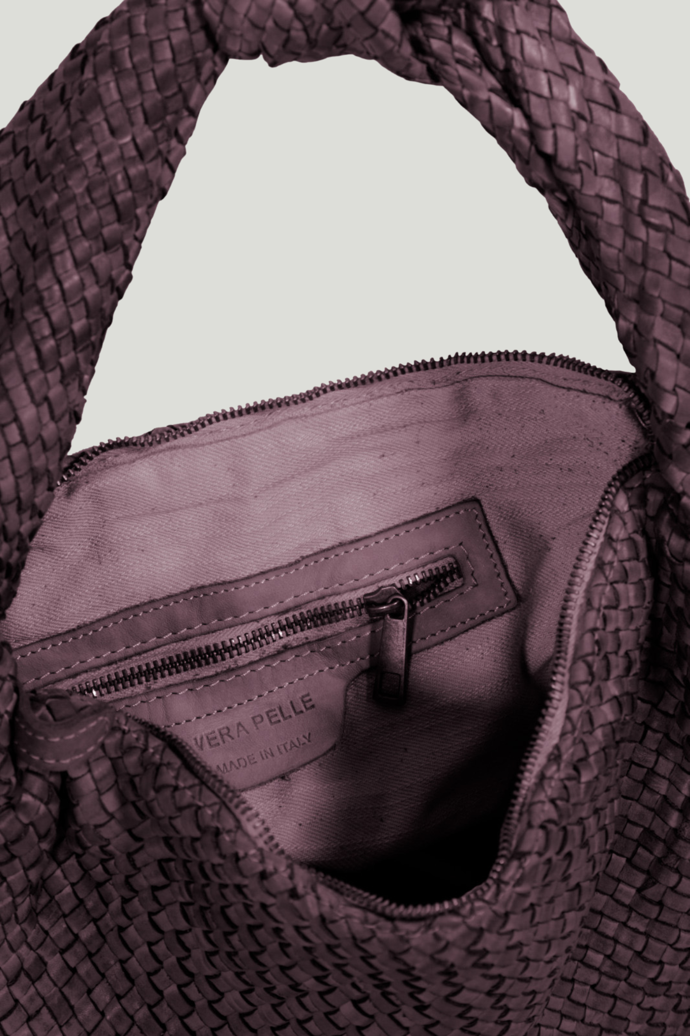 Cartera Tejida Cuero Granate
