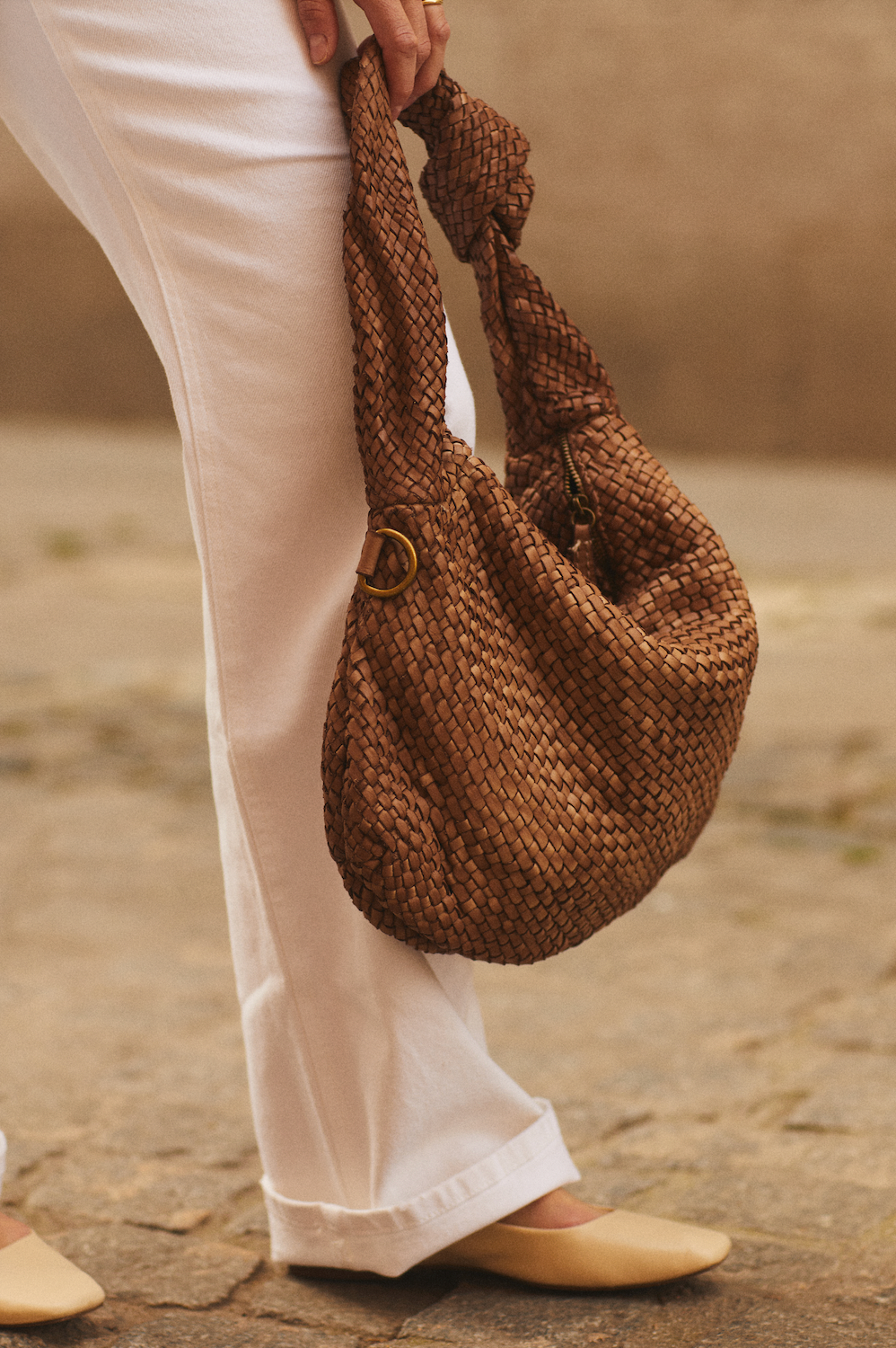 Cartera tejida Cuero Café