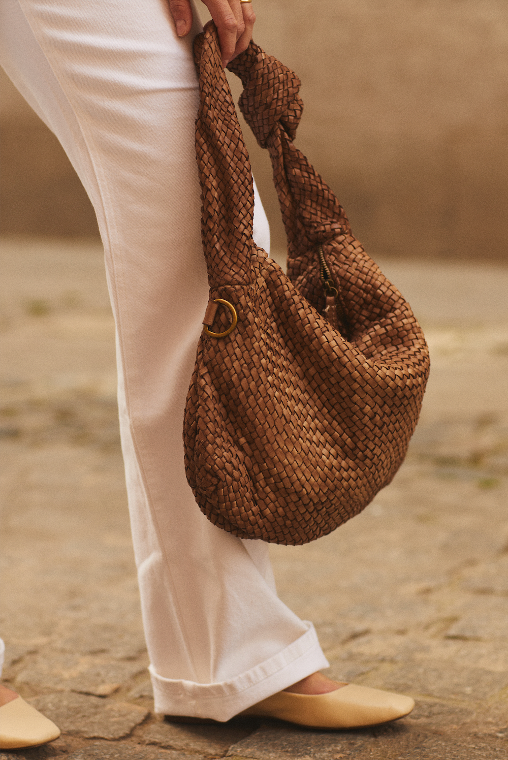 Cartera tejida Cuero Café