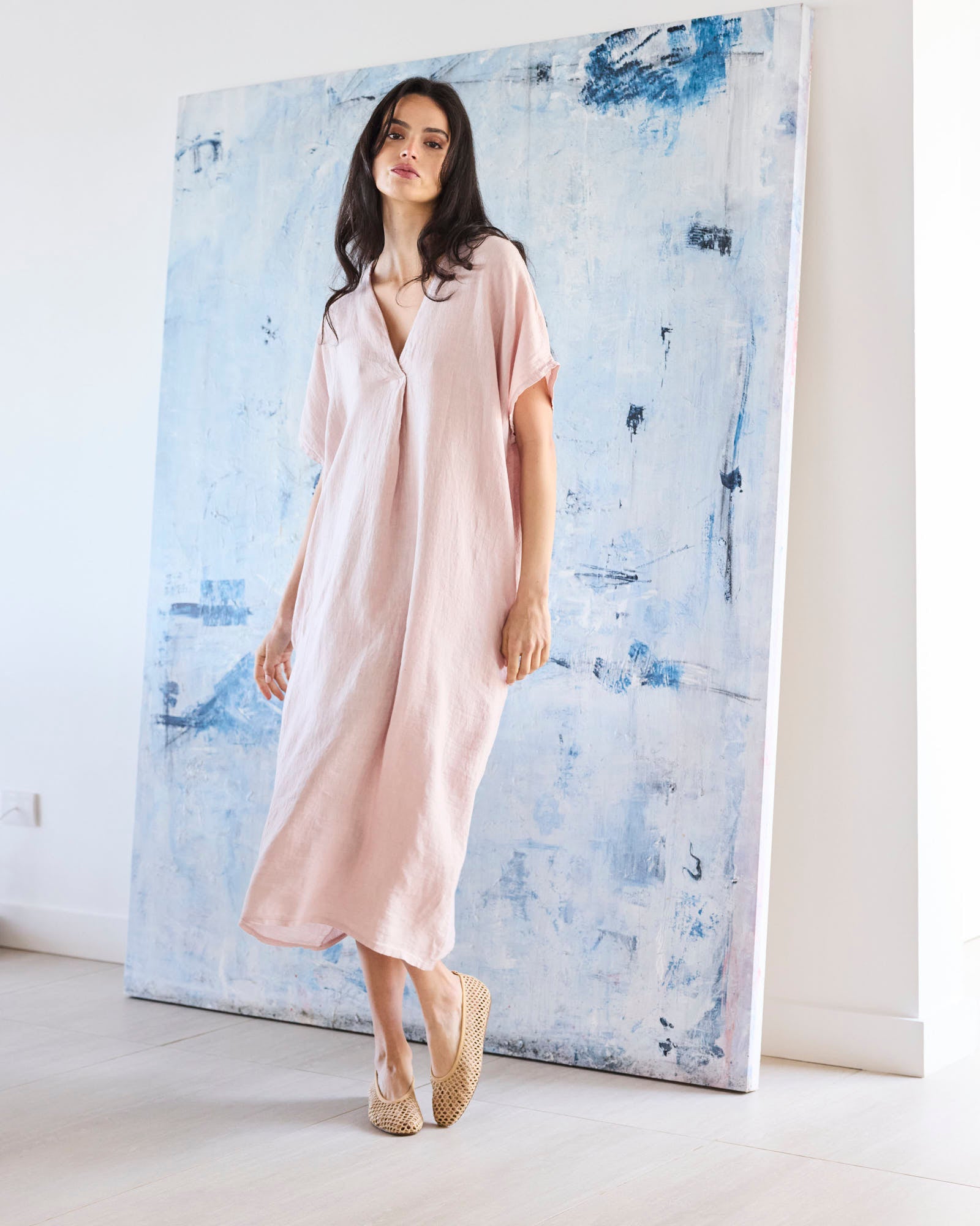 VESTIDO 100% LINO ROSÉ