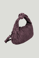 Cartera Tejida Cuero Granate