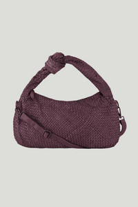 Cartera Tejida Cuero Granate