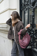 Cartera Tejida Cuero Granate
