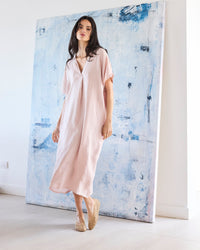 VESTIDO 100% LINO ROSÉ