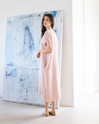 VESTIDO 100% LINO ROSÉ